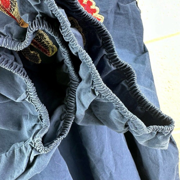 Koko By LovedRobe Navy Embroidered Tie Front Tassel Blouse Floral Plus Sz 24 - Picture 3 of 7